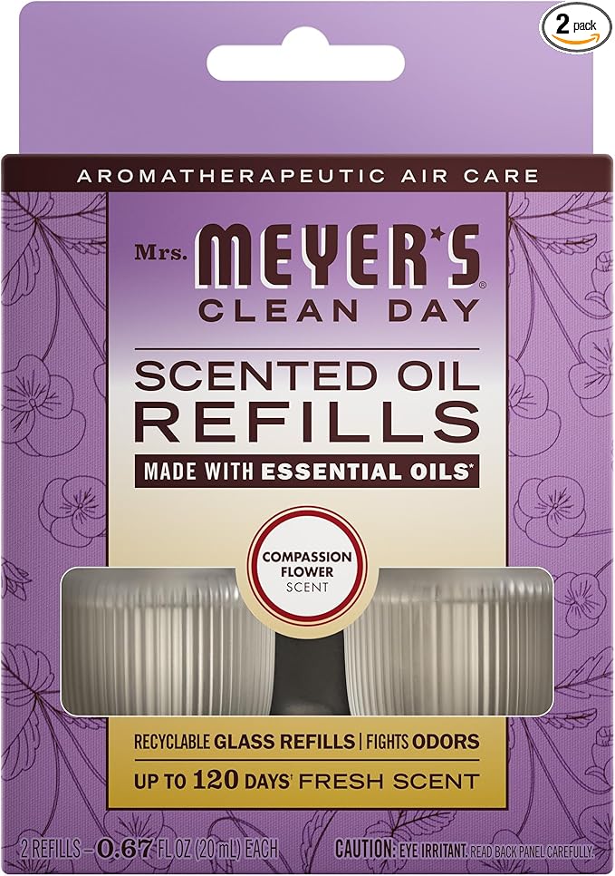 MRS. MEYER'S CLEAN DAY Scented Oil Refills, Compassion Flower, contains 2 .67 by MrsMeyers