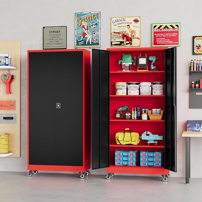 SISESOL 75" Tall Metal Storage Cabinet - Image 2