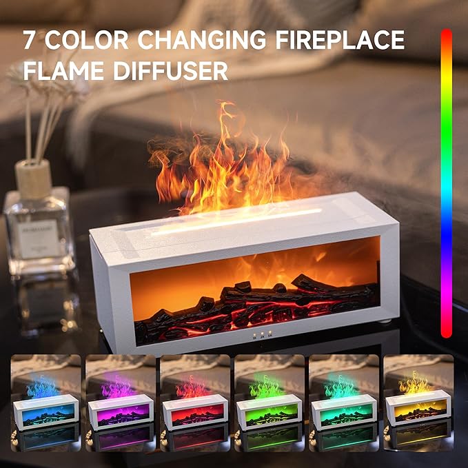 Fireplace Flame Air Diffuser Humidifier, 7 Colors Aromatherapy Essential Oil - Image 5