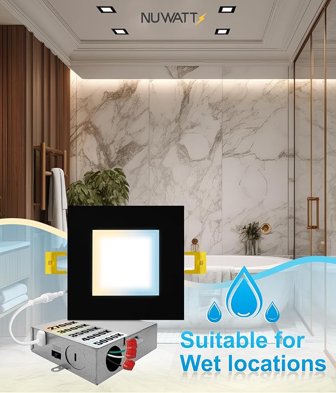 NUWATT 12 Pack 4 Inch Square Ultra-Thin LED Recessed Lighting, Selectable - Image 7