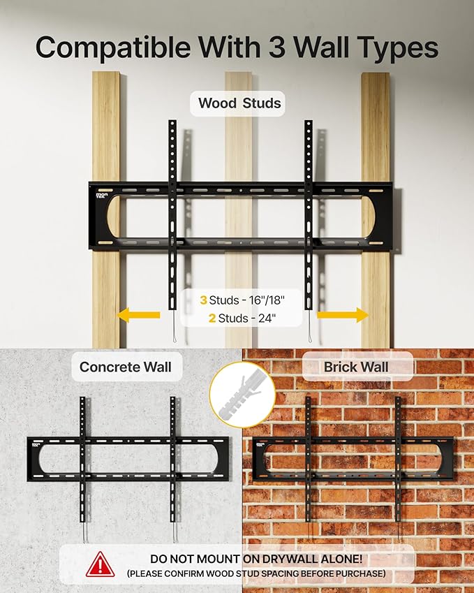 monTEK Heavy Duty Fixed TV Wall Mount Bracket - Image 6