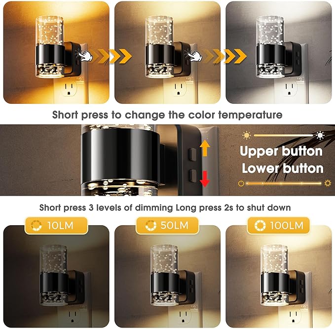 L LOHAS LED Night Lights Plug into Wall 2 Pack, Dimmable Night Light - Image 2