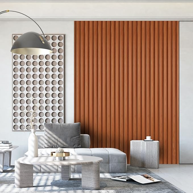 OUZUGIE WPC Acoustic Slat Wall Paneling, Living Room, TV Background, Study Room - Image 2