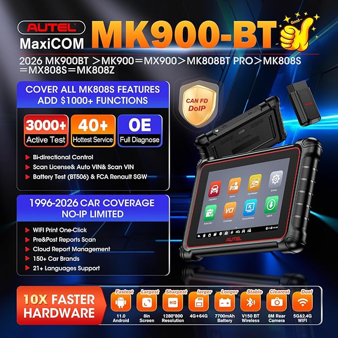 Autel Scanner MaxiCOM MK900BT, 2026 MK900-BT V2.0 Bidirectional Diagnostic Tool - Image 2
