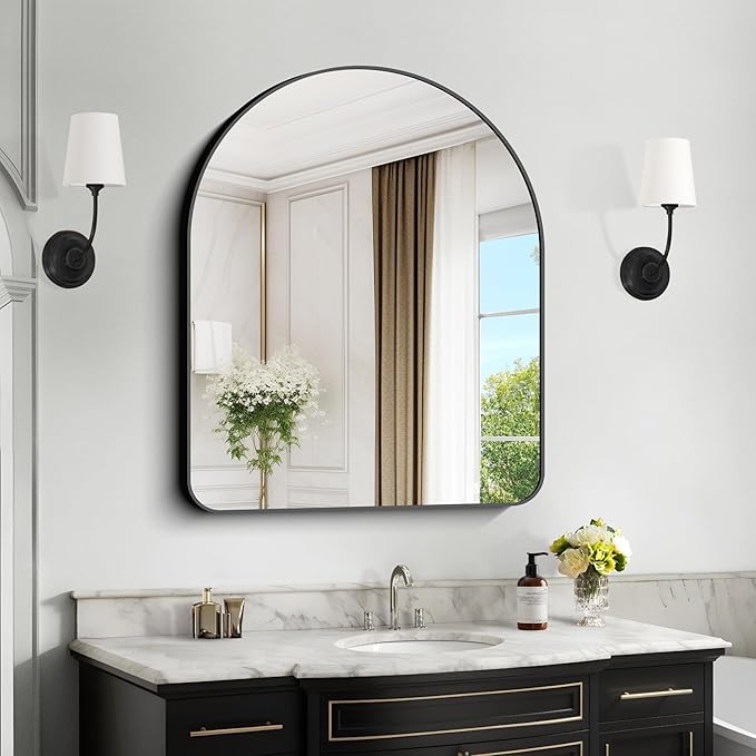 Arched Bathroom Mirror, Wall Mounted Mirror, Living Room, Hanging or Leaning by GLASHOM