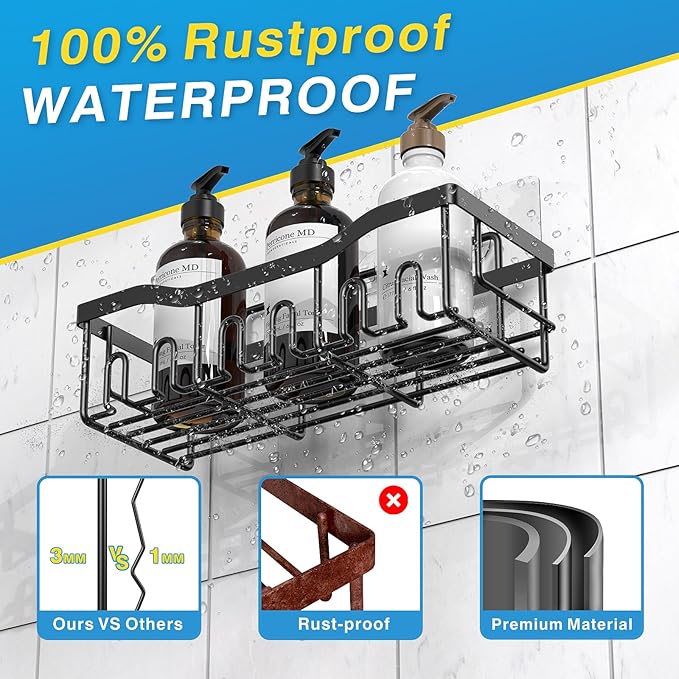EUDELE Adhesive Shower Caddy, 5 Pack Rustproof Stainless Steel Bath Organizers - Image 5