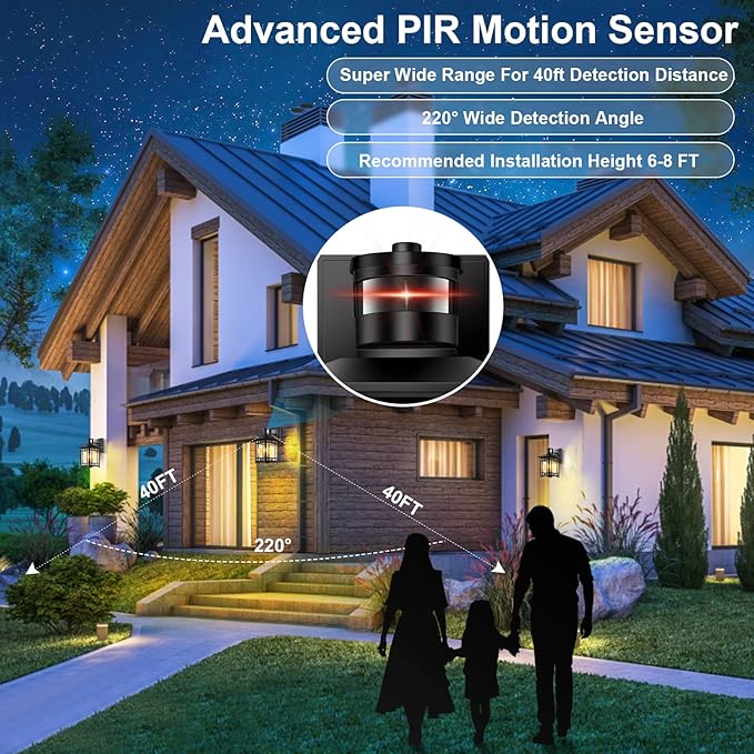 Motion Sensor Outdoor Lights, Dusk to Dawn Light Fixture, Front Porch Light - Image 2