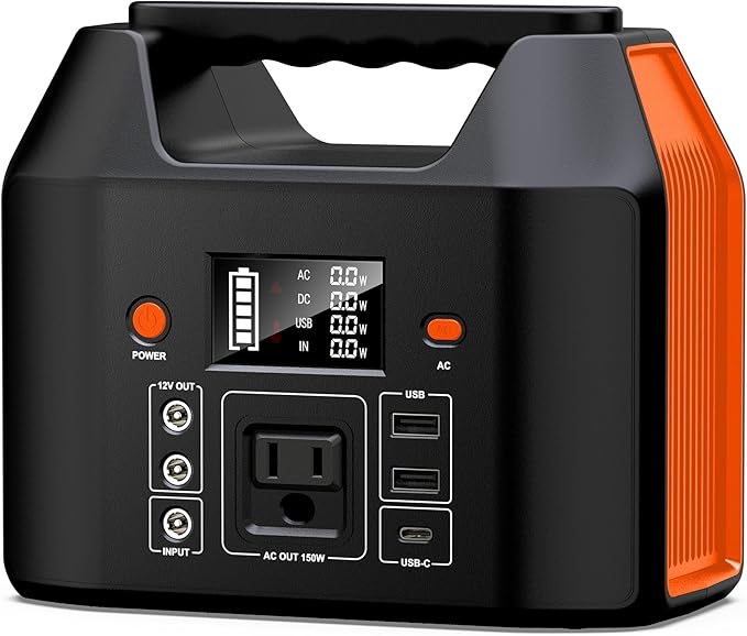 SinKeu 150W Power Bank Station, 122.8Wh/38400mAh LiFePO4 Battery, Solar by SinKeu