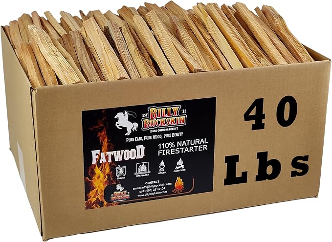 40lb Fatwood Fire Starter Sticks | 100% Natural Fire Starters by BillyBuckskinHomeandBeauty