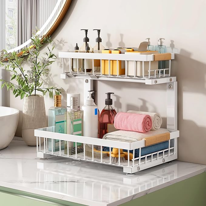 Pull out Cabinet Organizer, 1 Pack Under Sink Organizer, Slide out Metal - Image 8