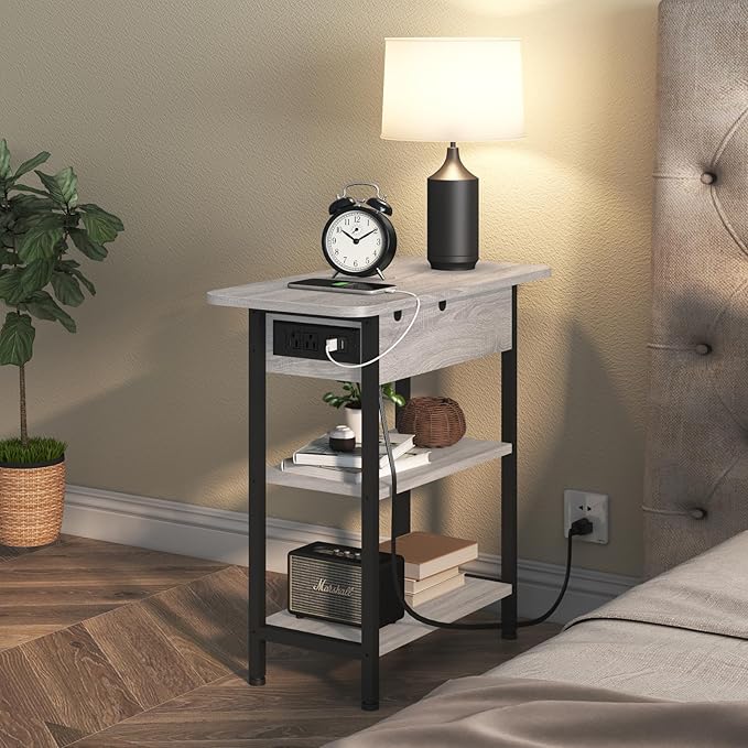LIDYUK End Table with Charging Station, Flip Top Side Table with USB Ports and - Image 6