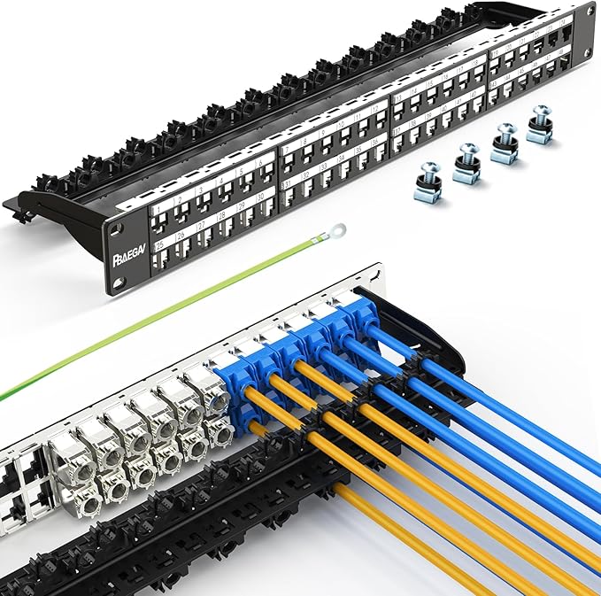 PBAEGAV 48 Port Patch Panel Blank UTP/STP 1U 19" Keystone Patch Panel by PBAEGAV