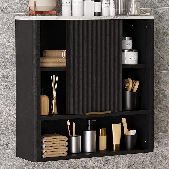Bathroom Wall Cabinet, Fluted Medicine Cabinet by HOCAT