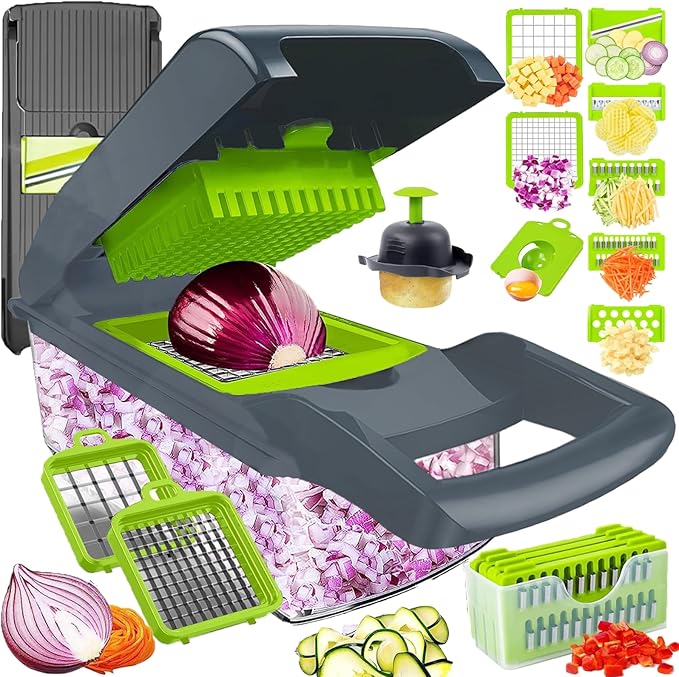 Vegetable Chopper Dicer with Container | Cheese Grater Mandoline Slicer Cabbage by Dewpeton