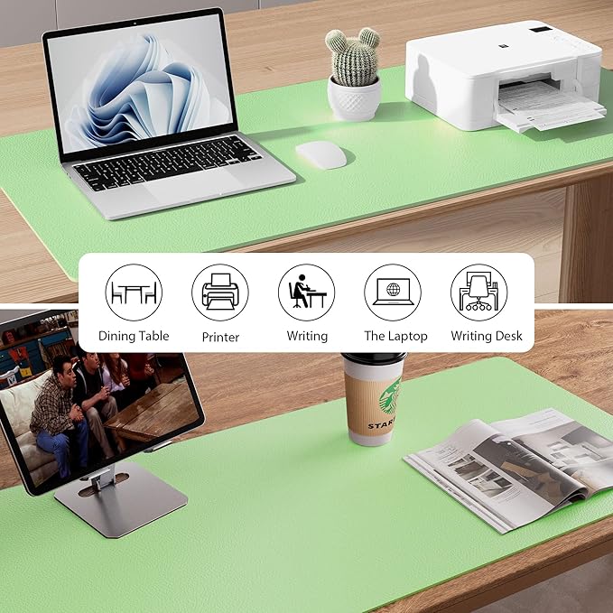 Aothia Leather Desk Pad Protector, Mouse Pad, Office Desk Mat, Non-Slip PU - Image 5