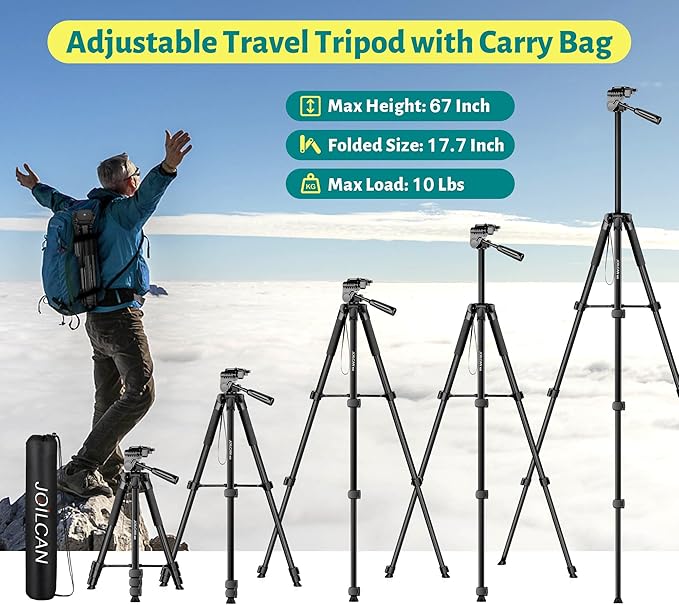 JOILCAN Phone Tripod, Professional Aluminum Travel Tripods - Image 5
