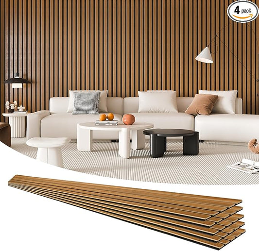 Art3d 4 Pieces 94.5" x 7.9" Acoustic Slat Wood Wall and Ceiling Panels by Art3d