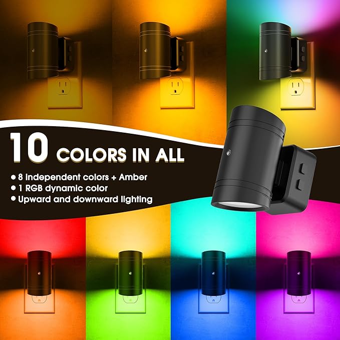 Briignite Night Lights Plug into Wall, 10-Color Changing RGB Night Light - Image 2