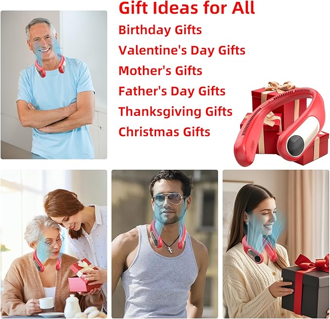 Portable Neck Fan, Personal Wearable Bladeless Fan, LED Display, 6000mAh USB - Image 5