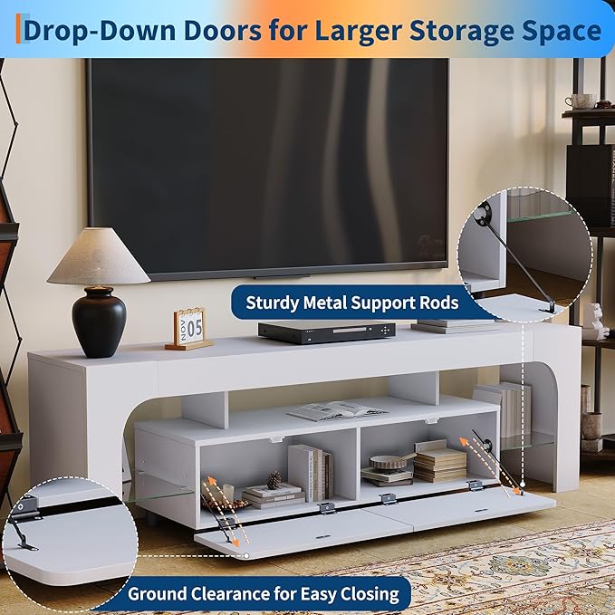 IDEALHOUSE LED TV Stand for 55 to 75 Inch TV, Modern TV Console Table - Image 7