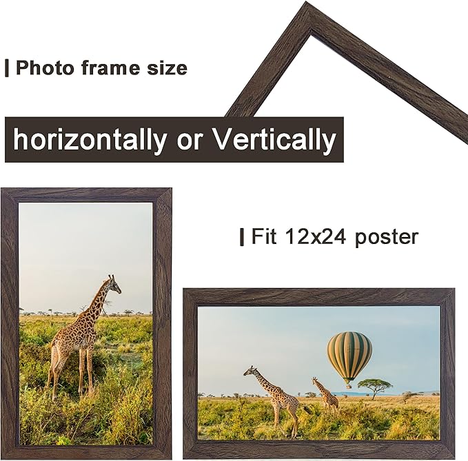 TKYGU 12x24 Picture frame Set of 3, Wooden frame 12x24 Wall Gallery Poster - Image 2