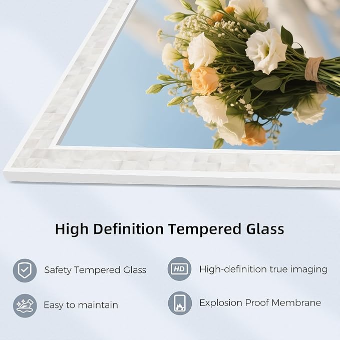 Tanmicoshomy White Shell Framed Rectangular Wall Mirrors - Image 6
