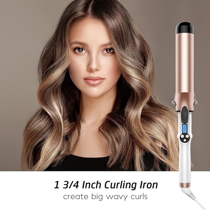 Hoson 1 3/4 Inch Curling Iron Large Barrel, 1.75 Long Barrel Curling Wand Dual - Image 2