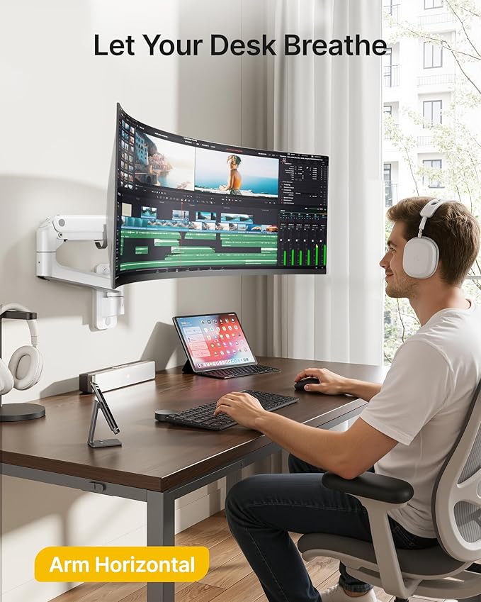 monTEK Monitor Wall Mount for 17-57“ up to 59.4 lbs Ultrawide Screens, Single - Image 7
