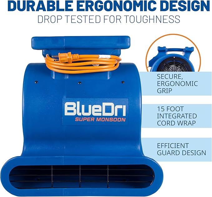 BlueDri Super Monsoon 1 HP, 4050 CFM Air Mover Blower Fan - Image 5