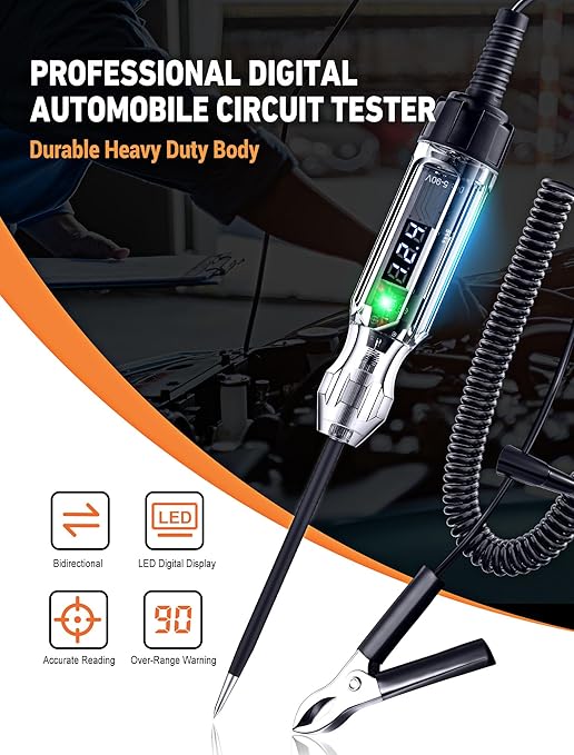 Automotive Test Light, Heavy Duty 5-90V Digital LED Electrical Tester, Circuit - Image 5