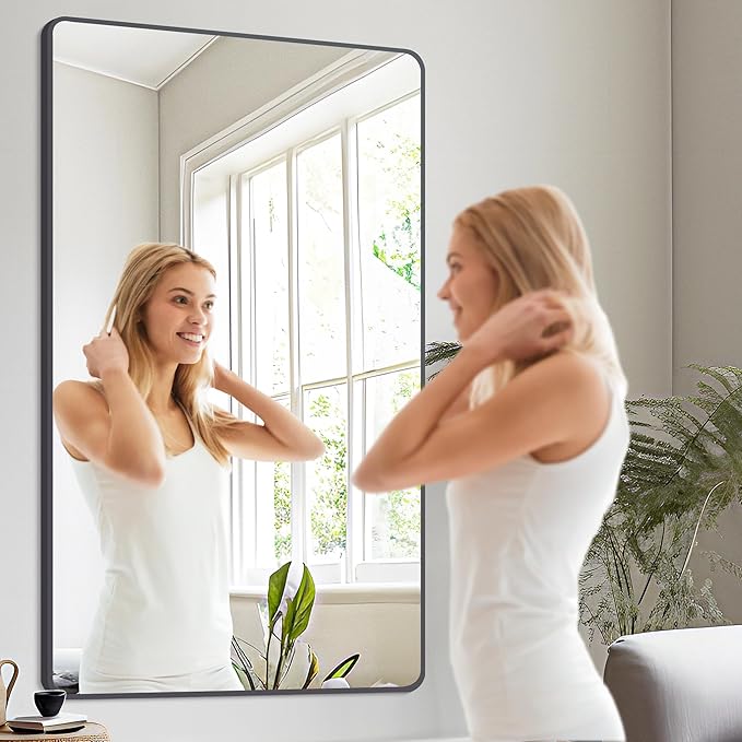 30" x 60"Bathroom Mirror, Matte Black Wall Mirror - Image 4