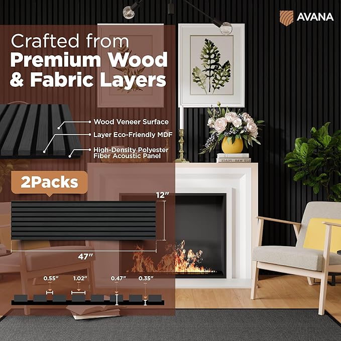 Avana Acoustic Wood Wall Panels – 47.2 X 12.6 Inch Black Oak Acoustic Panels 2 - Image 4