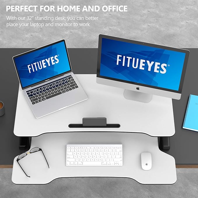 FITUEYES Height Adjustable Standing Desk 32” Wide Sit to Stand Converter Stand - Image 5