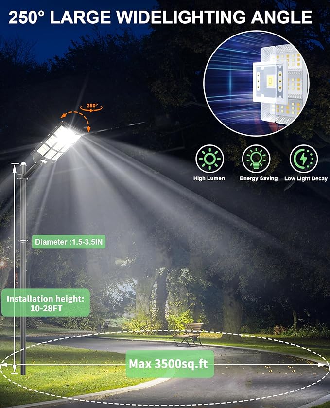 JAYNLT Y-7200W Solar Street Lights Outdoor, 680000LM 6500K High Lumen Parking - Image 4