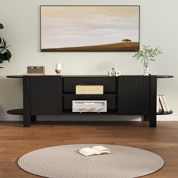 ZOSQUARE 65 Inch TV Stand for Up to 75 inch TVs, Fluted Entertainment Center - Image 6