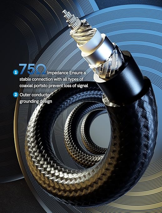 VIOY Coaxial Digital Audio Cable, Subwoofer Cable RCA Male to Male HiFi 5.1 - Image 5