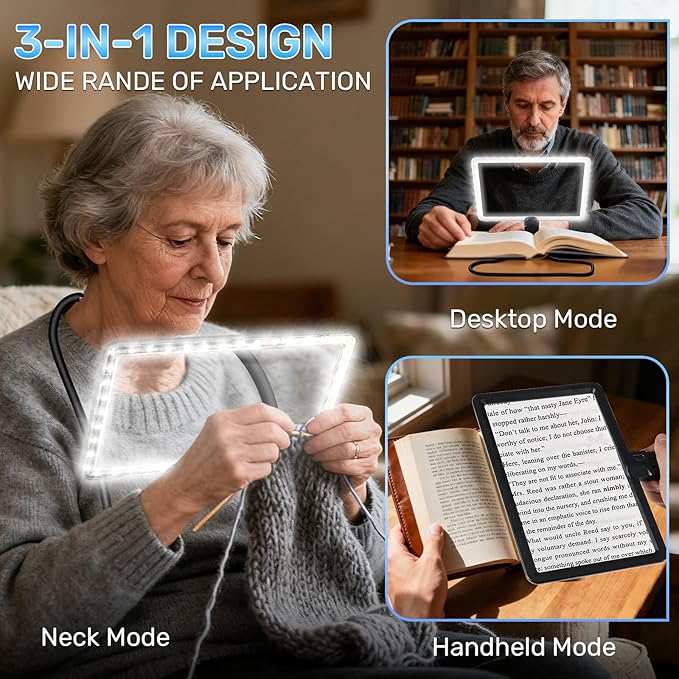 5X Neck Magnifying Glass with Light, Magnifier with Light Hands Free, Full Book - Image 5