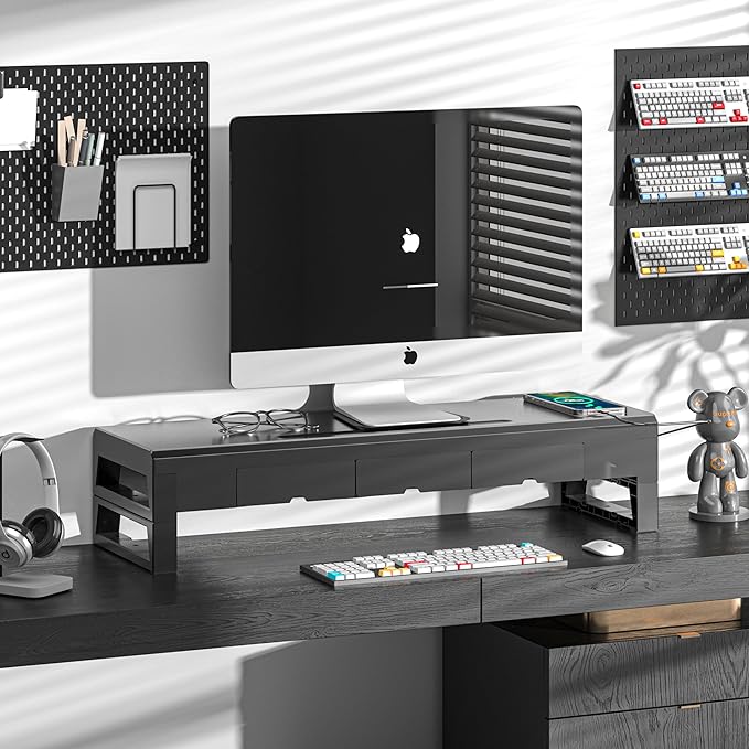 Computer monitor stand with three drawer ，22W charging, 2 USB 3.0, and 1 USB - Image 2