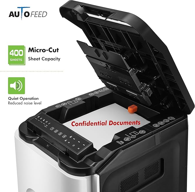 Aurora Commercial Grade 400-Sheet Auto Feed High-Security Micro-Cut Paper - Image 5
