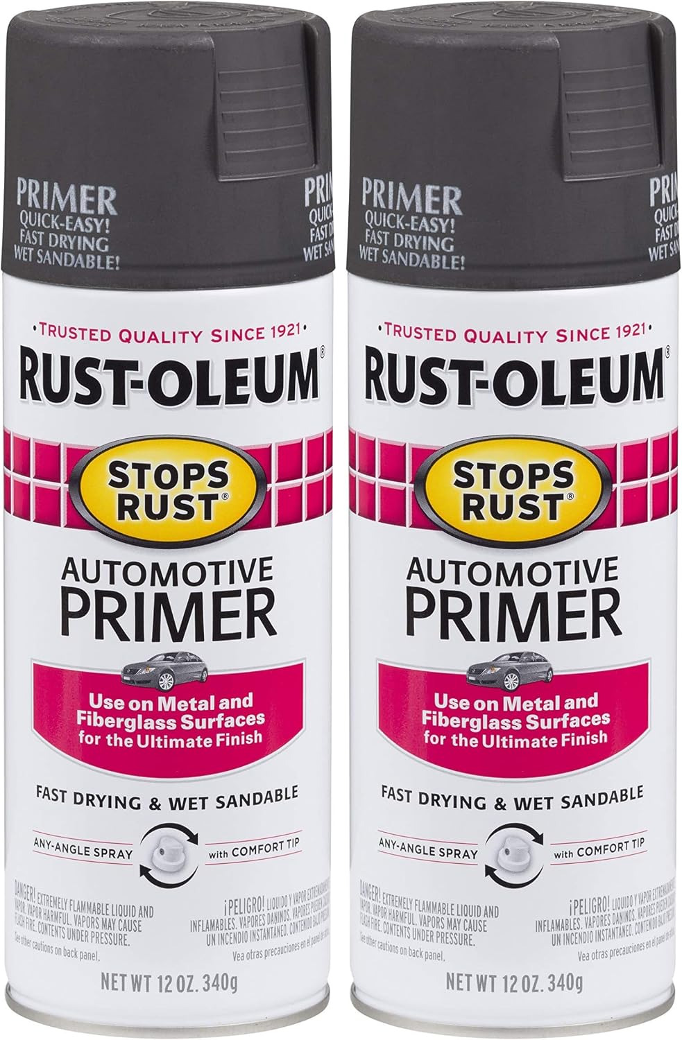 Rust-Oleum 2089830 Stops Rust Automotive Primer, 12 Ounce, Dark Gray (Pack of 2)
