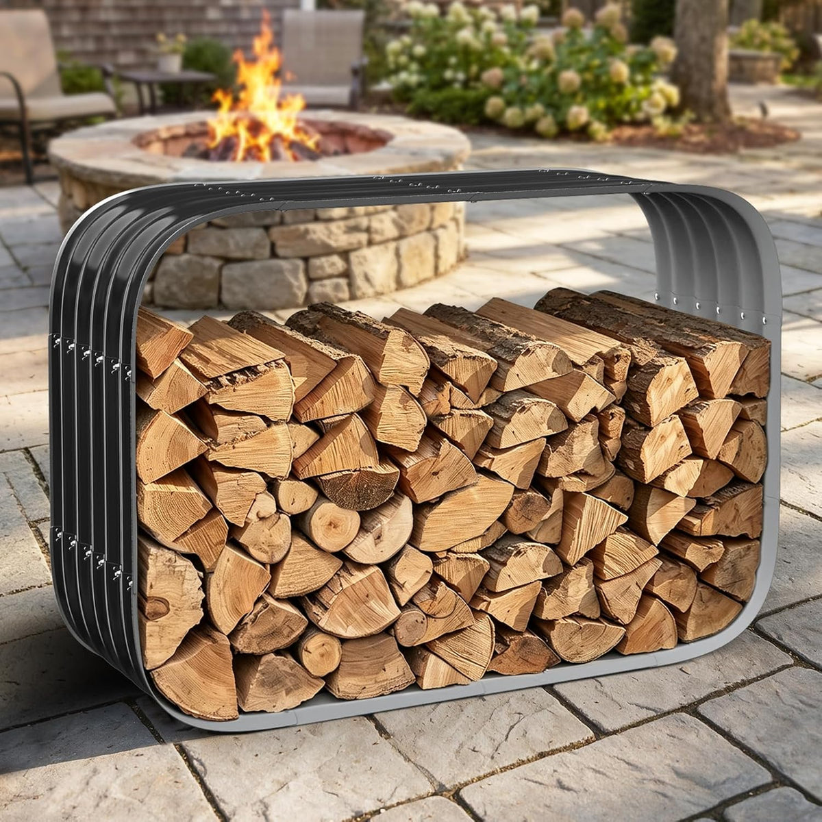 40" cuboid metal sheet firewood rack outdoor or, main product view