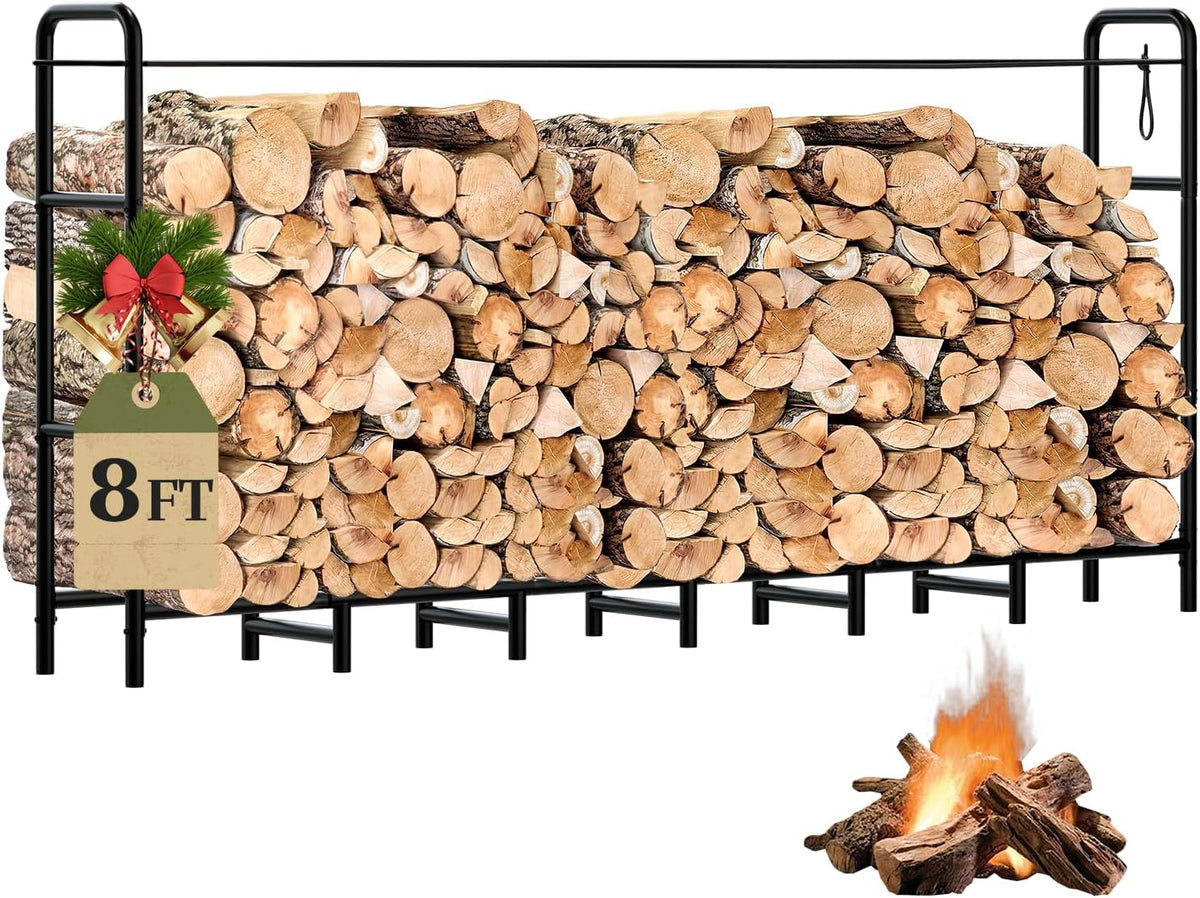 firewood rack 8ft heavy duty metal log holder, main product view