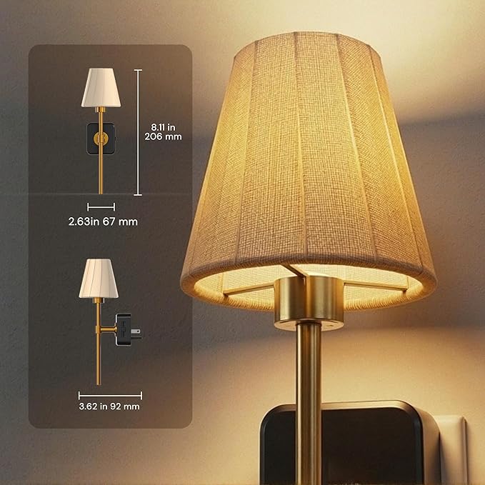 L LOHAS LED Night Lights Plug into Wall, 2 Pack Pleated Fabric Cover Night Light - Image 5