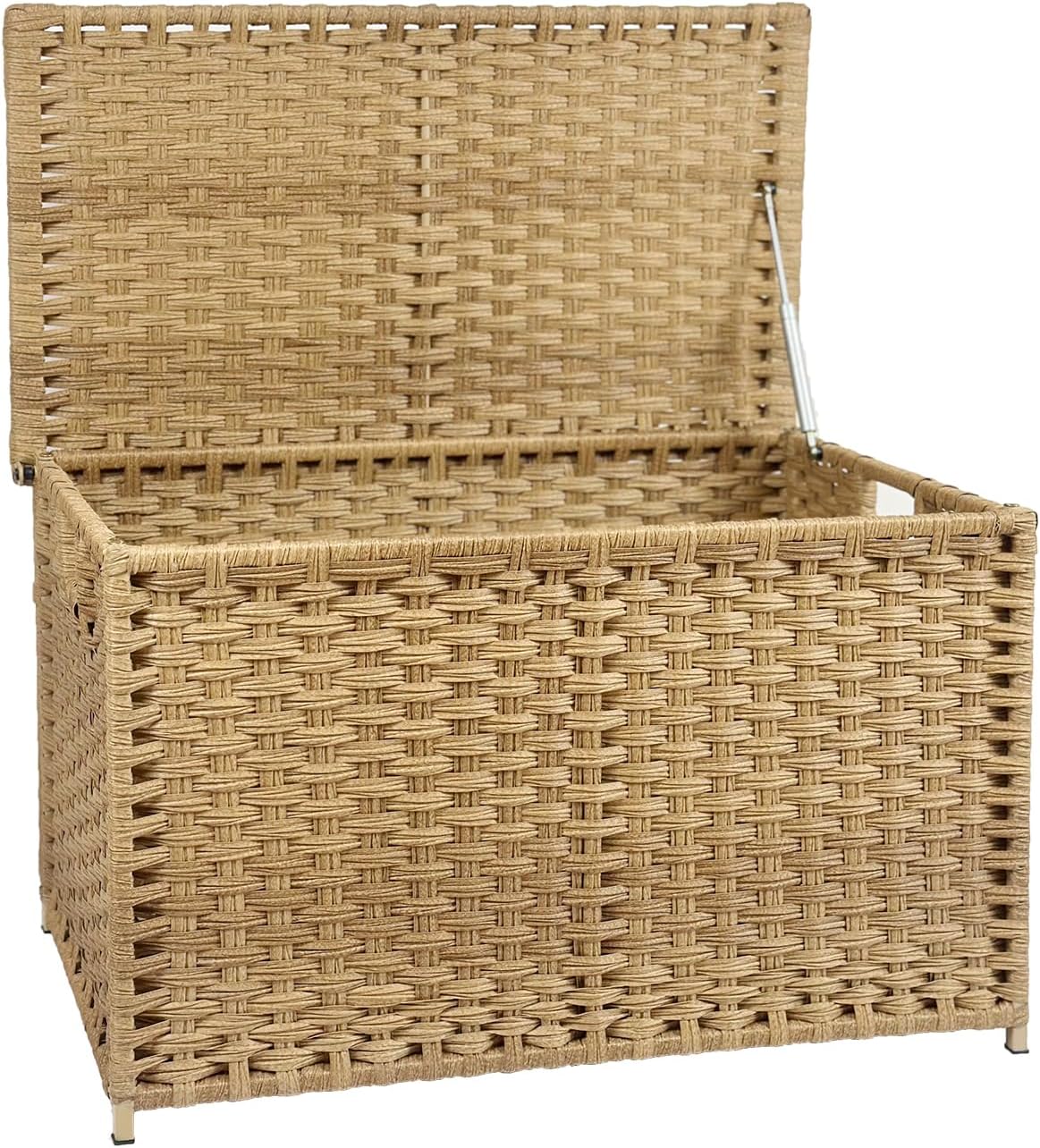 wicker storage trunk, large storage basket with lid,rural, main product view