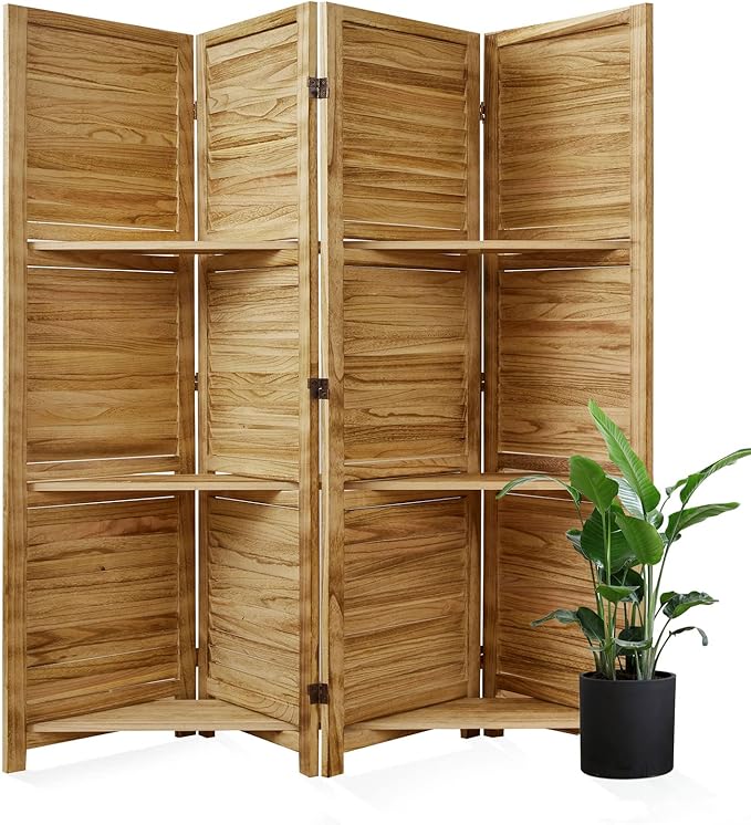 Partition Room Dividers, 67 * 51inch Folding Wood Privacy Screen by Svimi