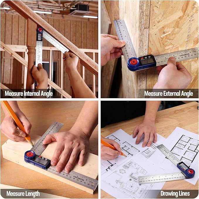 WORKPRO Digital Angle Finder, 7-Inch / 200 mm Stainless Steel Angle Finder Tool - Image 6