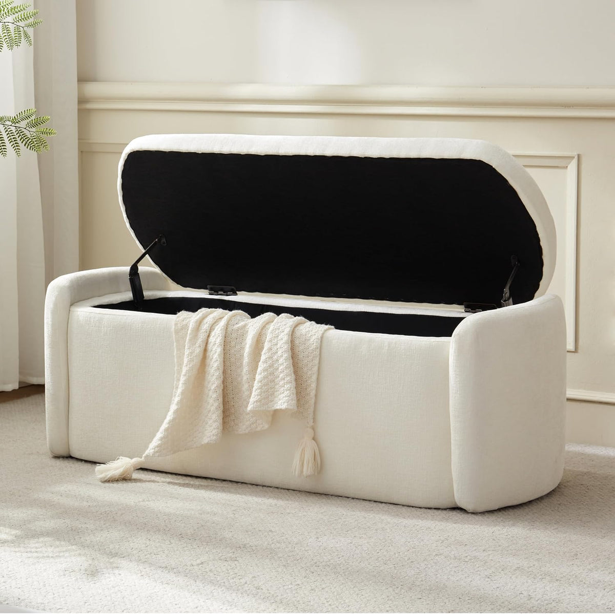 vknow storage bench, upholstered storage ottoman bench with, main product view