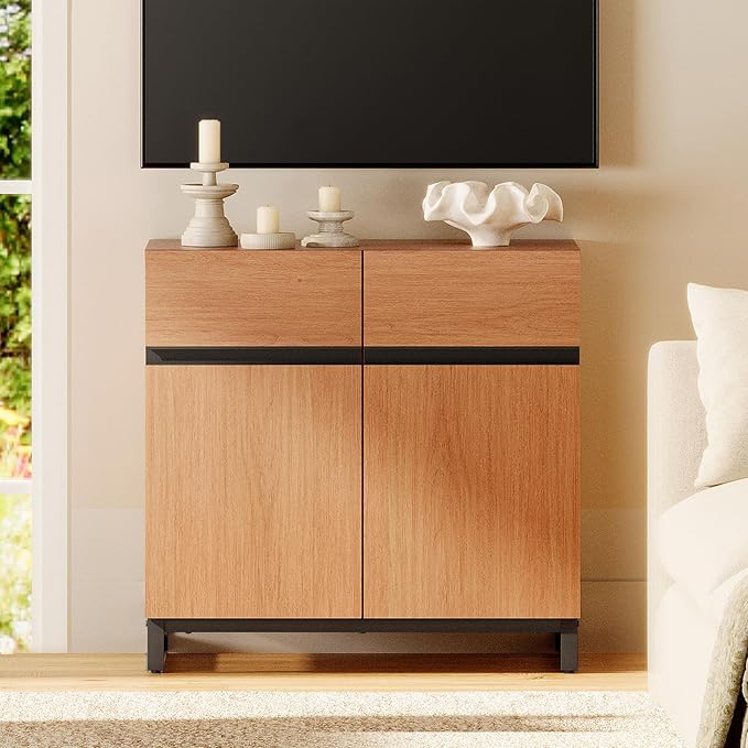 WAMPAT Modern TV Stand for TVs up to 40 inch, Entertainment Center TV Console - Image 3