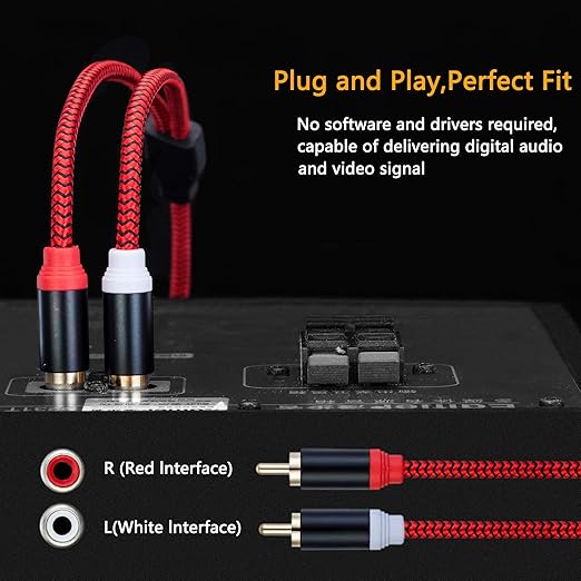 RCA Cable 6Ft, 2Rca Male to 2-Rca Male Audio Stereo Subwoofer Cable - Image 6