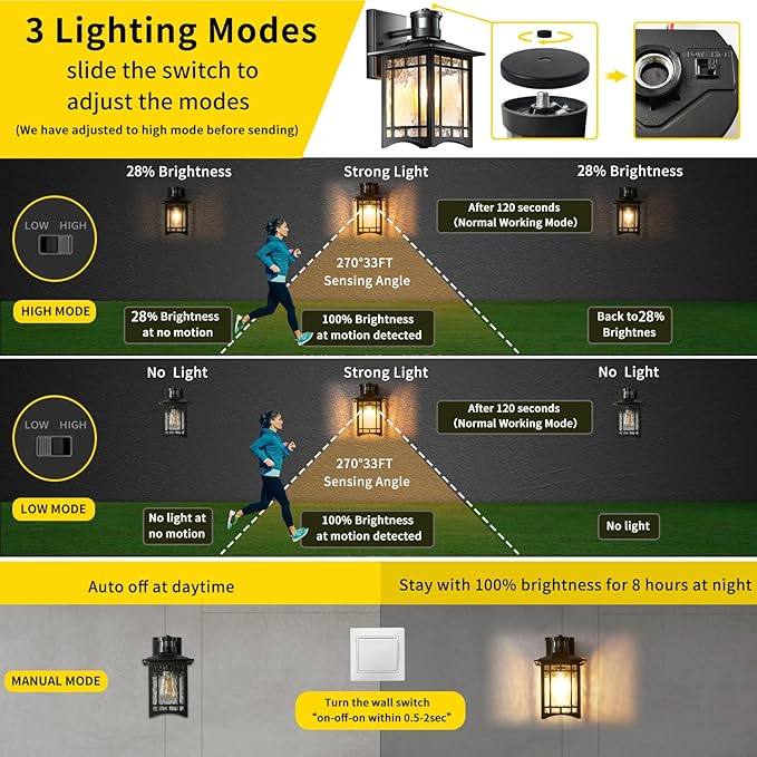 Motion Sensor Outdoor Lights, Dusk to Dawn Light Fixture, Front Porch Light - Image 3